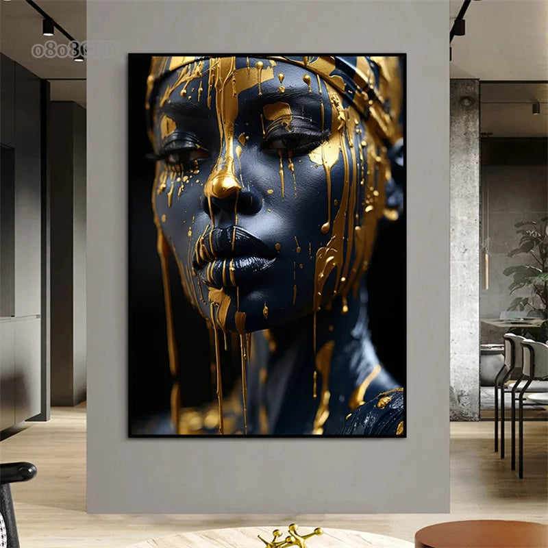 New Golden Radiant African Beauty Art Posters