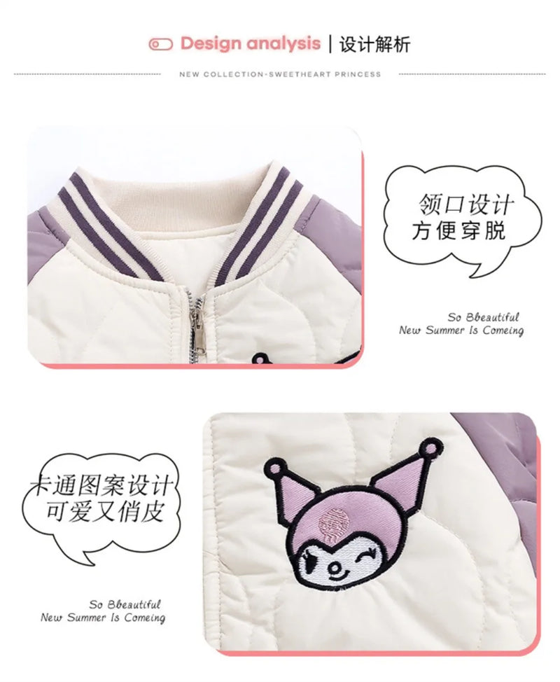 Girly Heart Kawaii Sanrio Kuromi Soft Baseball Jacket