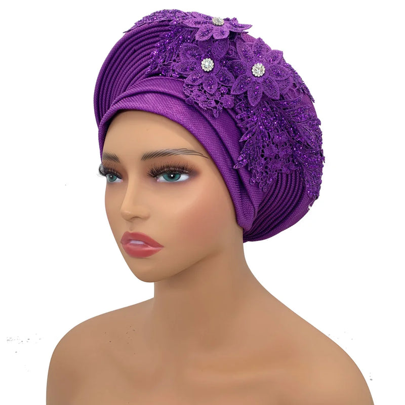 New Elegant African Autogele Women's Turban Cap