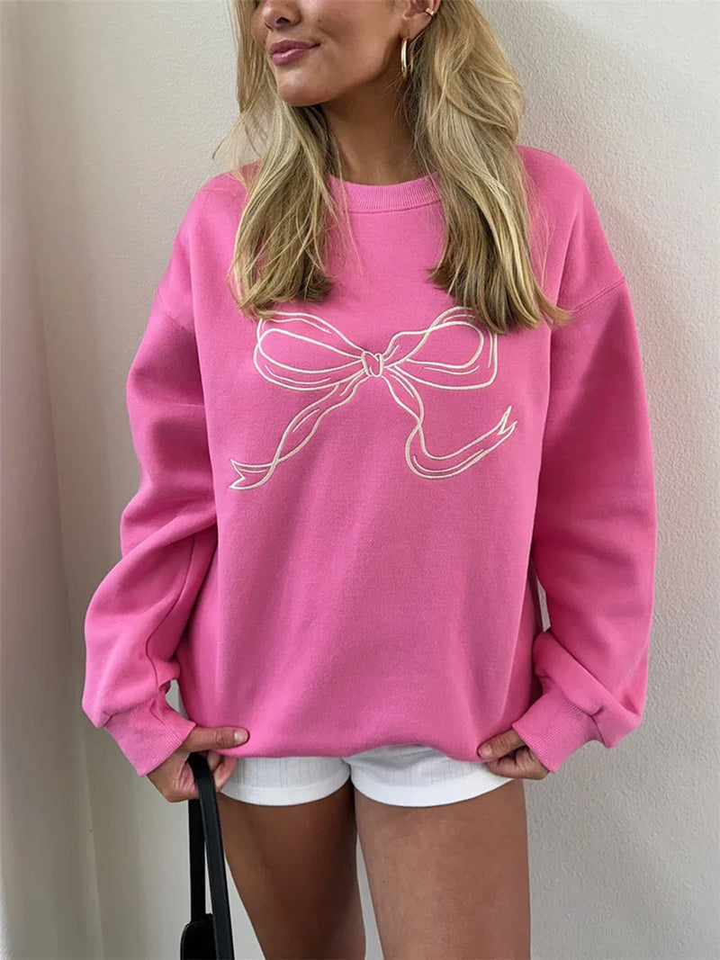 New Cute Pink Bow Prints Hoodie