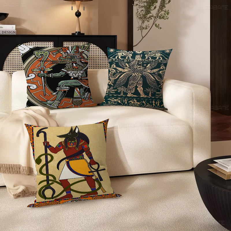 Abstract Ancient Egypt Snake Leopard Stitch Lucky Dragon Pillow Cover Sofa Cushion Cover Home Room Decoration Children Gift