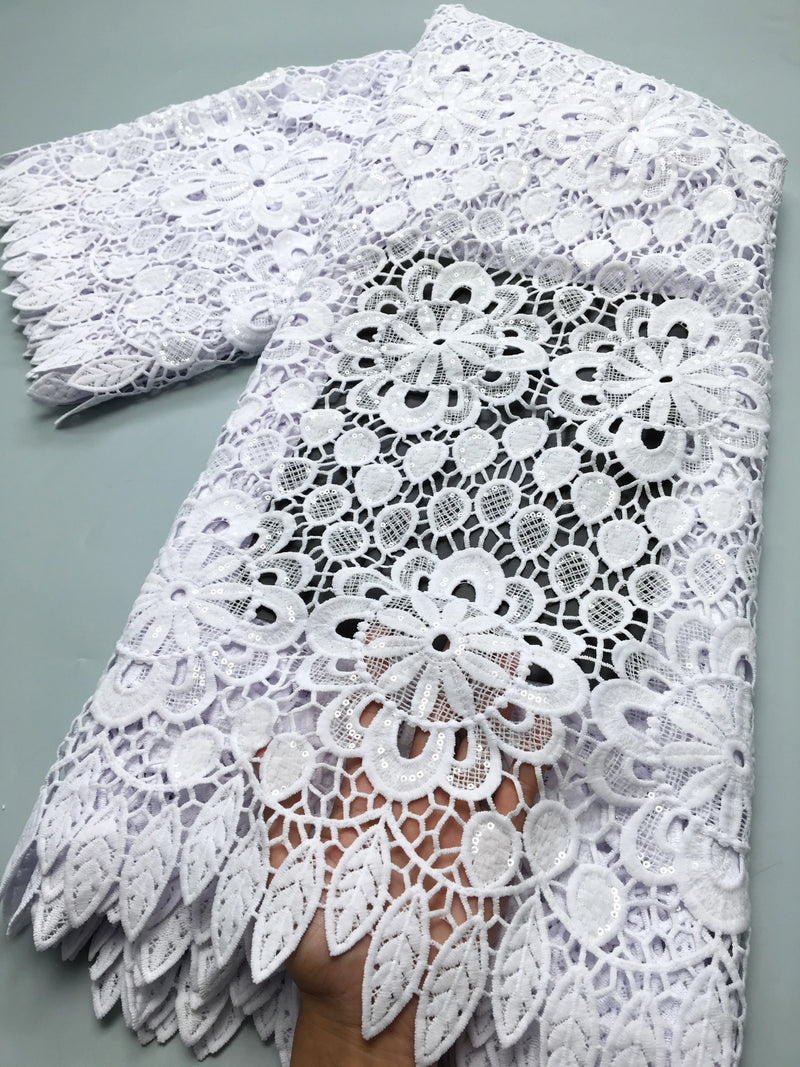 New White African Guipure Cord Lace Fabric