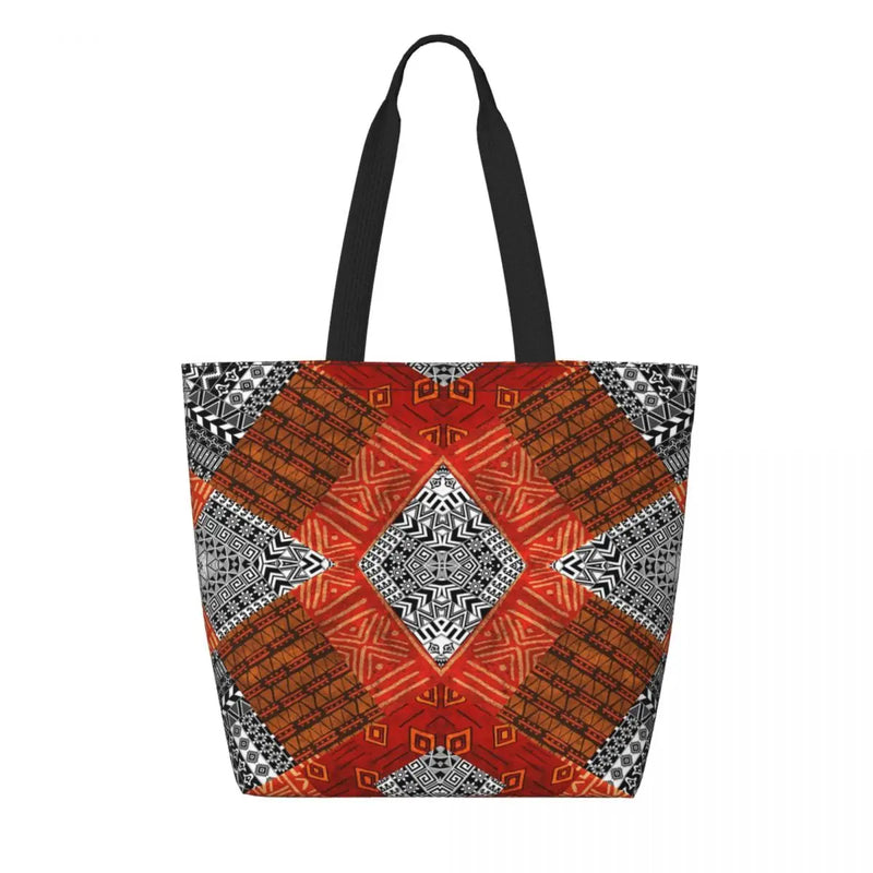 Kawaii Printing Geometric Ankara Pattern Shopping Tote Bags