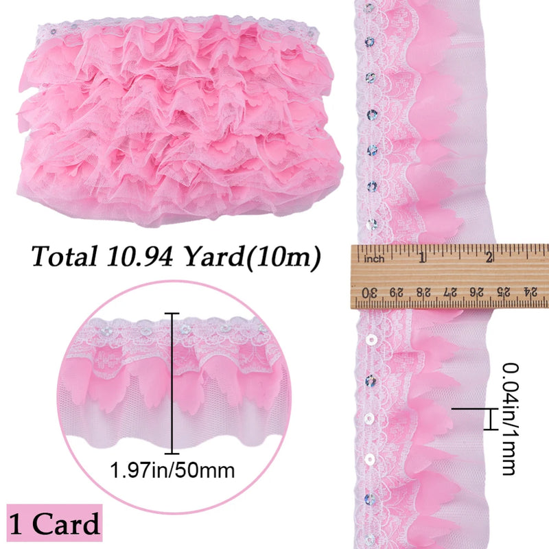 New Pink Double-Layer Pleated Chiffon Lace