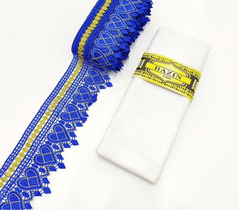 New White And Gold African Lace Fabric