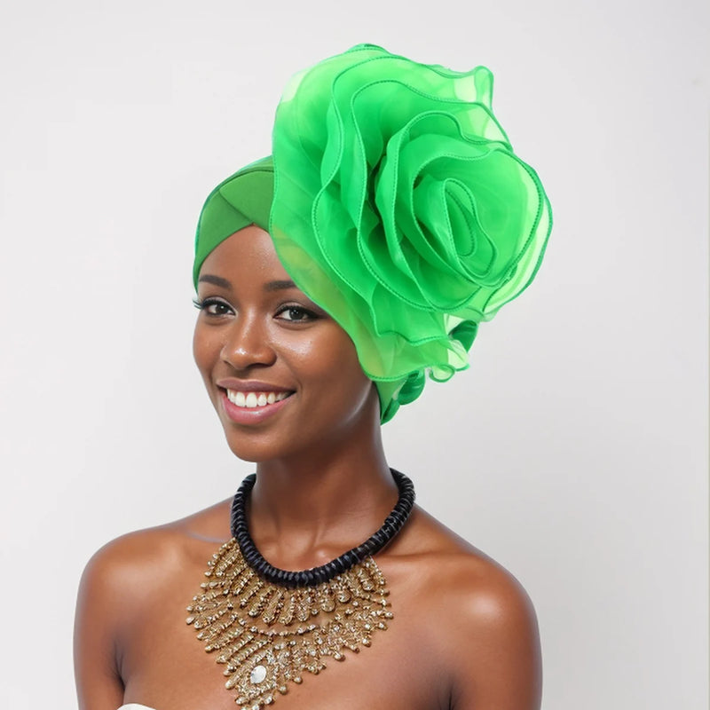 New Exaggerated Large Flower Turban Cap