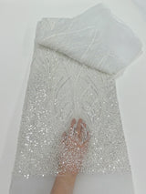 African Luxury Beaded Tulle Lace Fabric