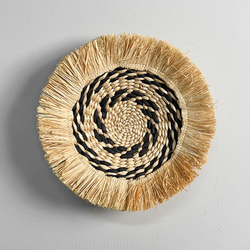 New Boho Straw Rattan Round Basket