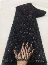 Black High Quality 3D African Net Lace Fabric