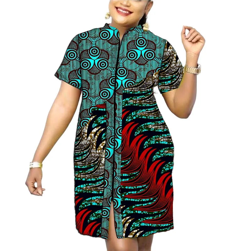 African Fashion Stand Collar Dress