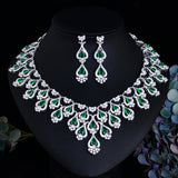 CZ Necklace Earrings African Dubai Bridal Jewelry Set