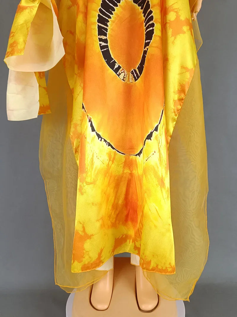 Summer Kaftan African V-neck Polyester Plus Size Long Maxi Dress