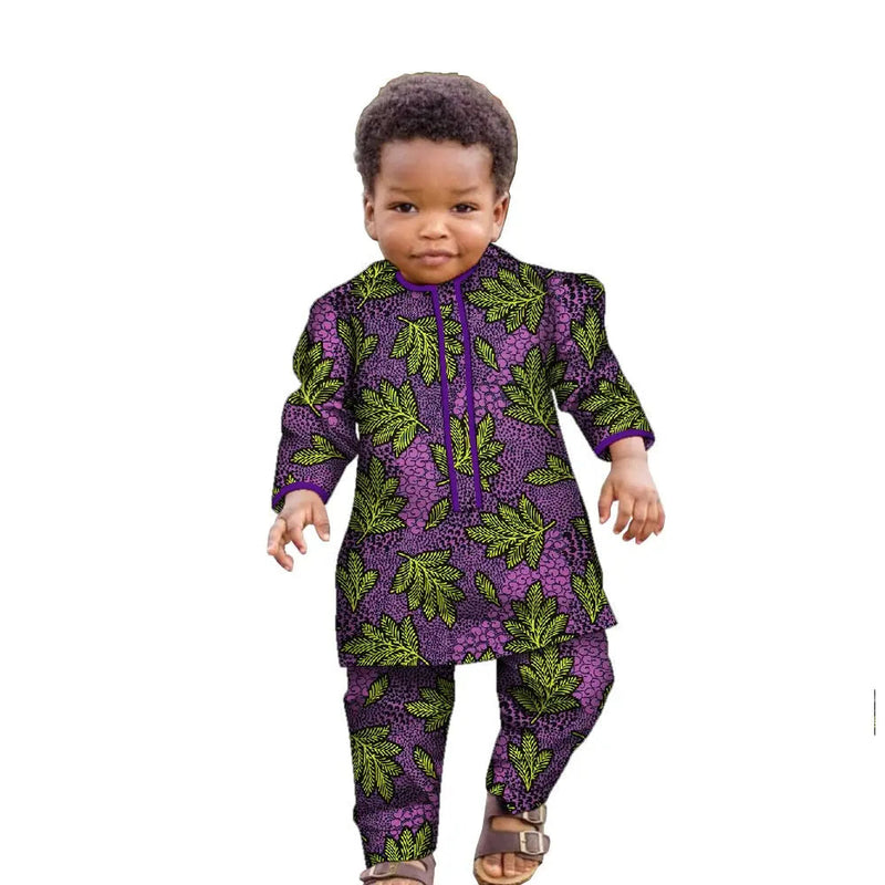 Ankara Fashion Floral Print Boy Suit 2 Pcs Set