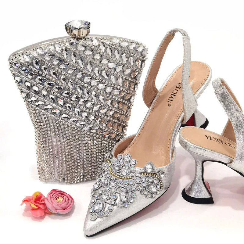 Luxury Wedding Hollowed Out Bag and Shoes Set