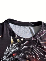 Mens Dragon Print Cotton Blend T-shirt