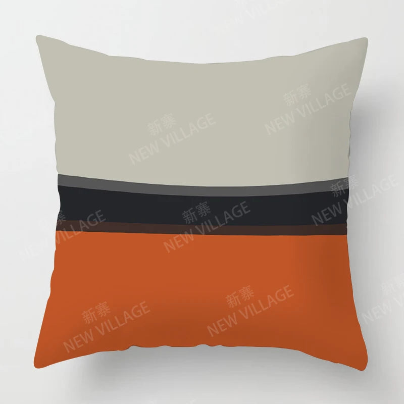 Modern Orange Abstract Geometric Cushion Cover