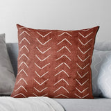 African Mud Boho Arrows White and Rust Terracotta Throw Pillow