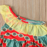 African Bohemian style curled shoulder dress