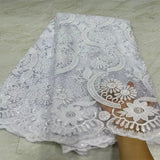 Yellow  Latest White African Sequin Lace Fabric