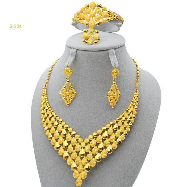 New France Luxury 24k Gold Color Jewelry Set