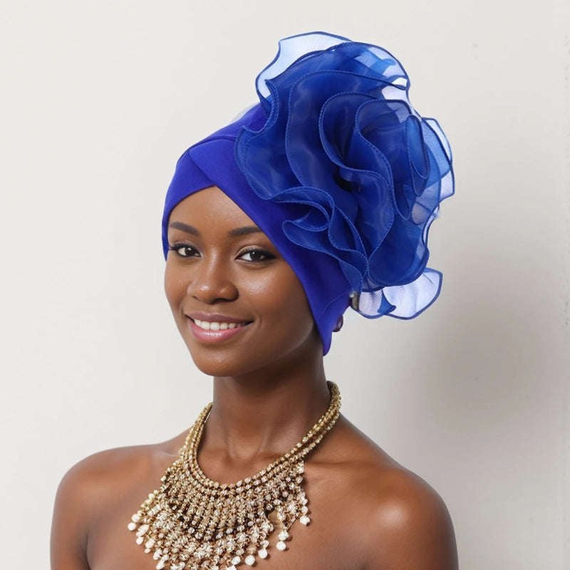 New Exaggerated Large Flower Turban Cap