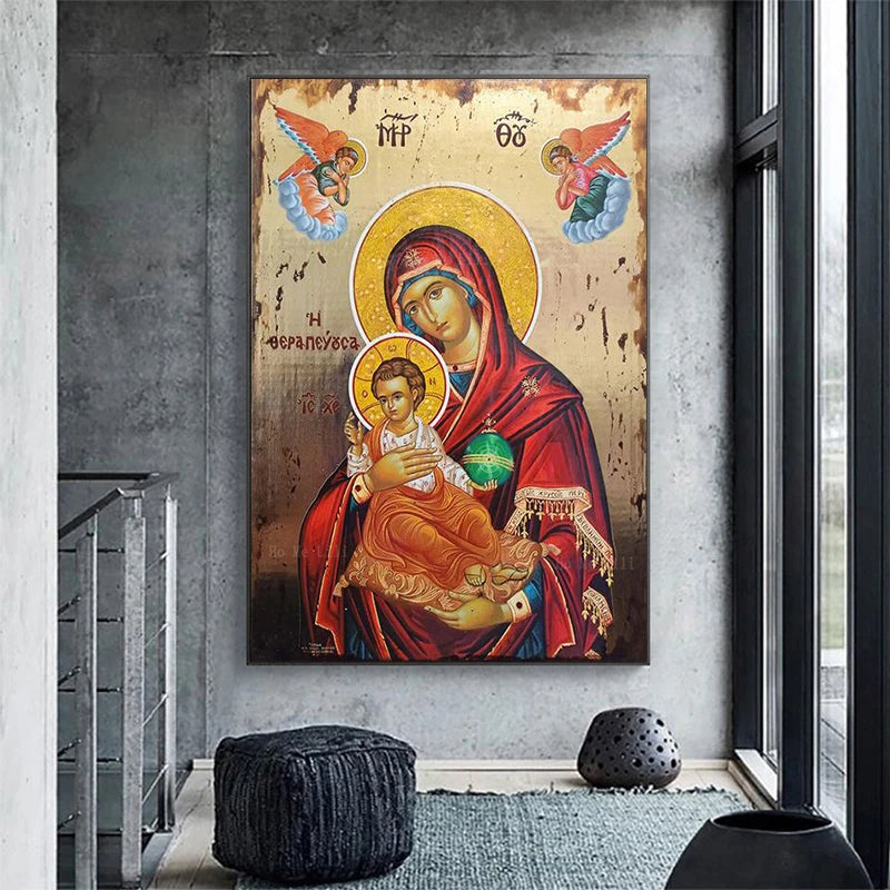 Mother Of God Byzantine Orthodox Religious Canvas Wall Art