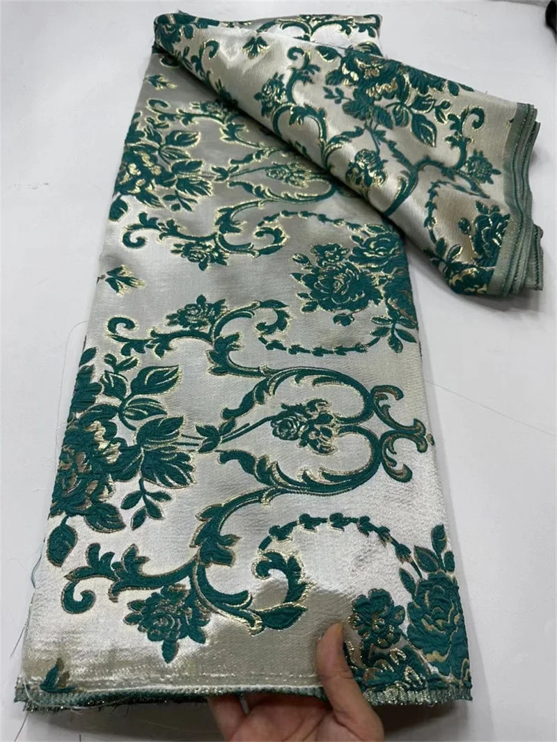 New White African Brocade Jacquard Fabric