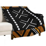 African Mud Bogolan Design Throw Blanket