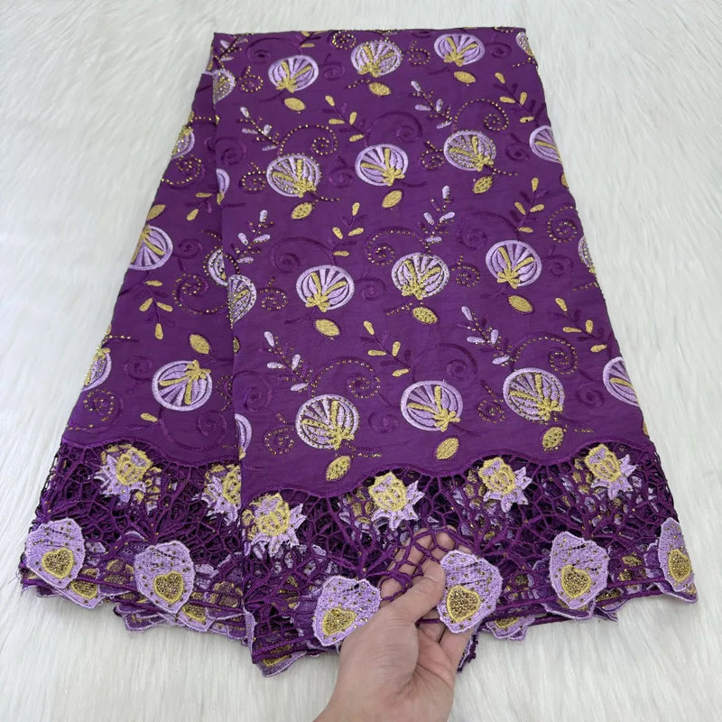 100% Cotton Voile Lace Popular Dubai Style Fabric