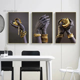 African Woman Gold Jewelry Canvas Painting Posters