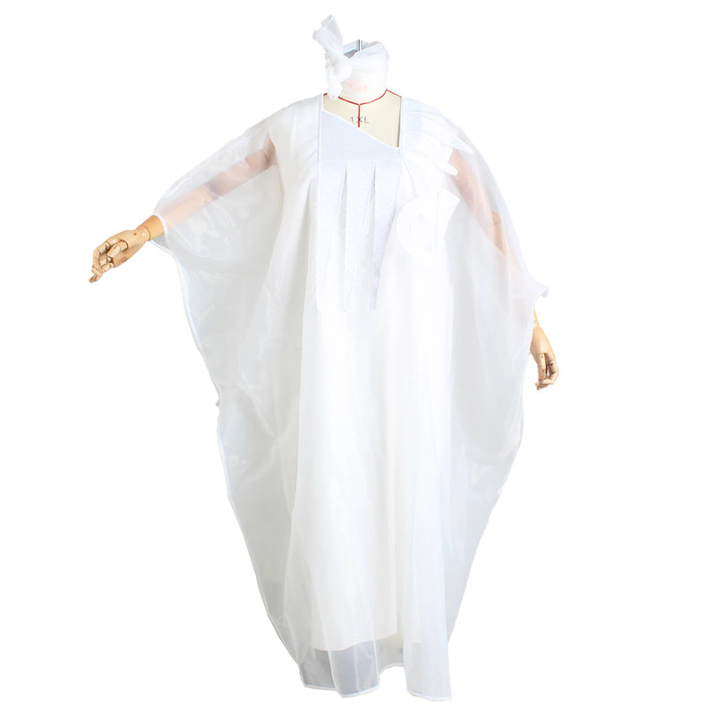 Women White Abaya Embroidery Plus Size Elegant Party Church Dress