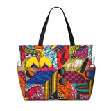 Women Large Capacity African Wax Design Gym Beach Travel Bags