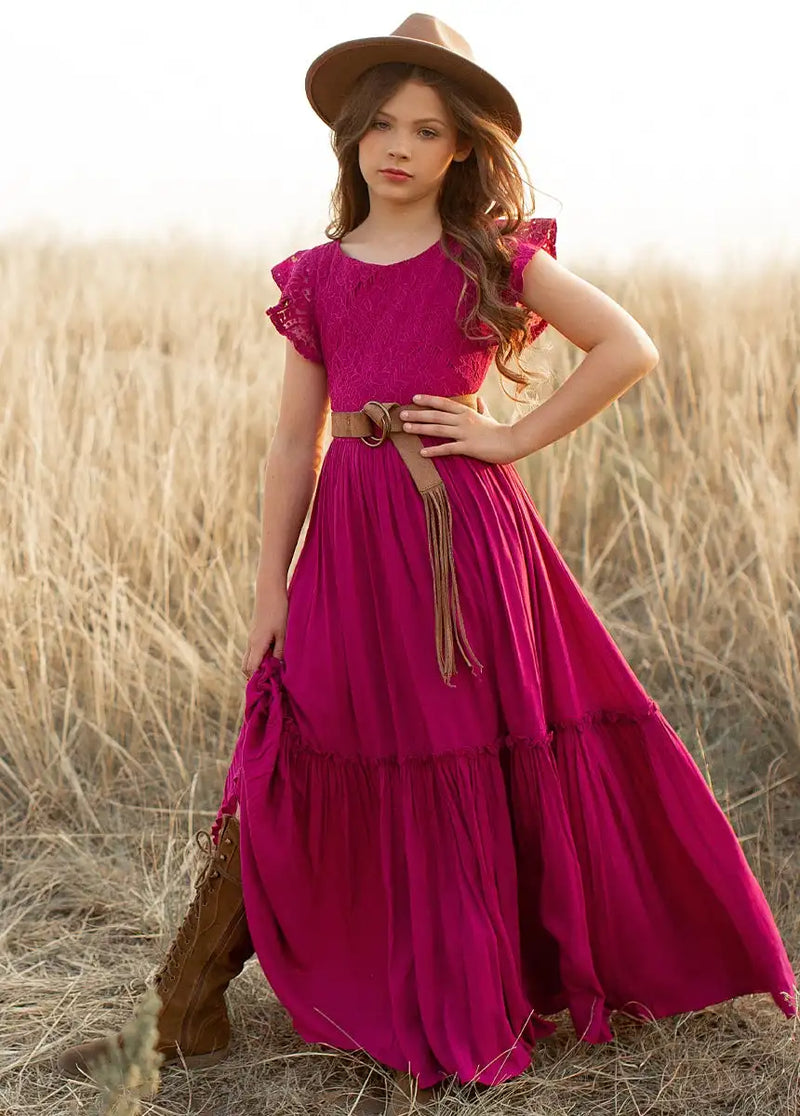 Girls Lace Bohemia Long Dresses