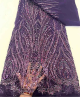 African Beaded Net Mesh Sequins Lace Fabric