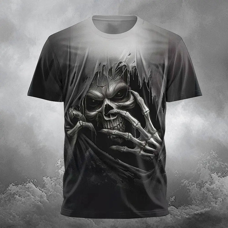 3D Beer Skull Print T Shirt