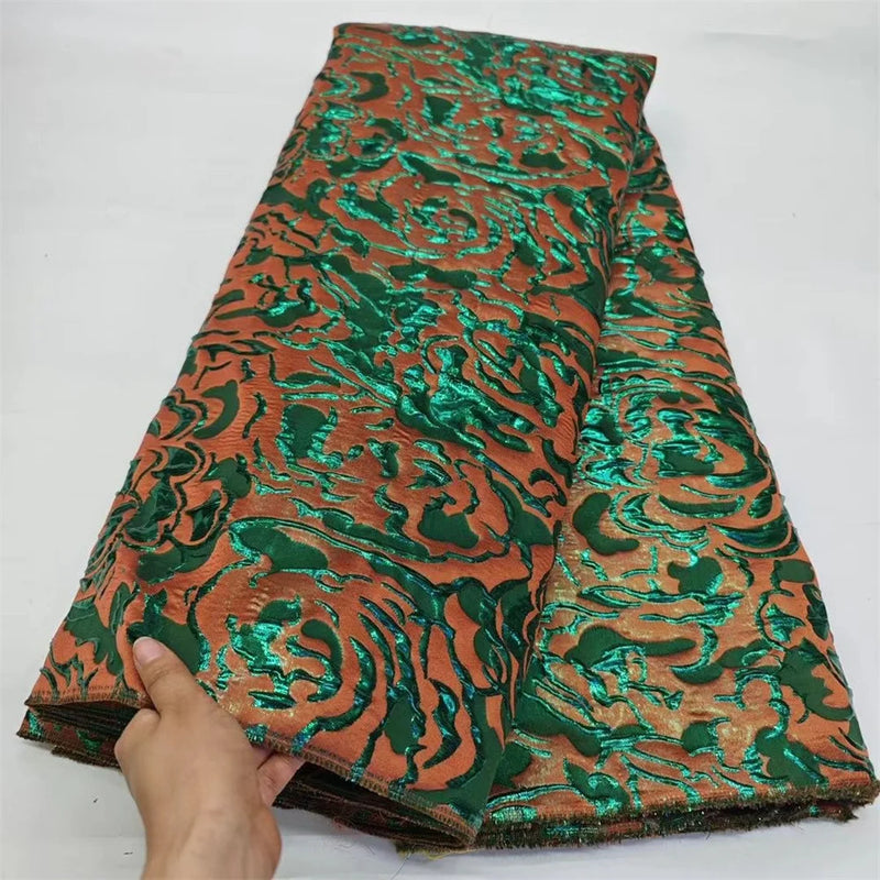 New Green African Brocade Jacquard Fabric