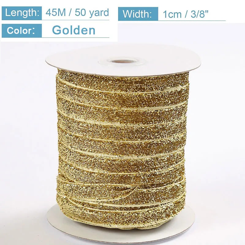 50Yards Metallic Glitter Velvet Ribbon