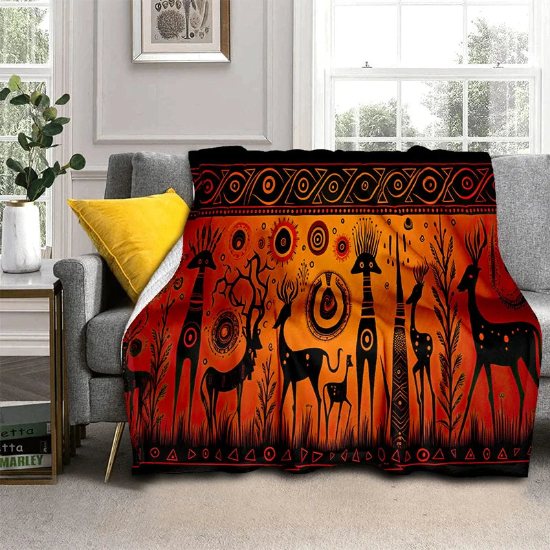 Cartoon Africa Custom Painting Art Soft Flannel Blanket