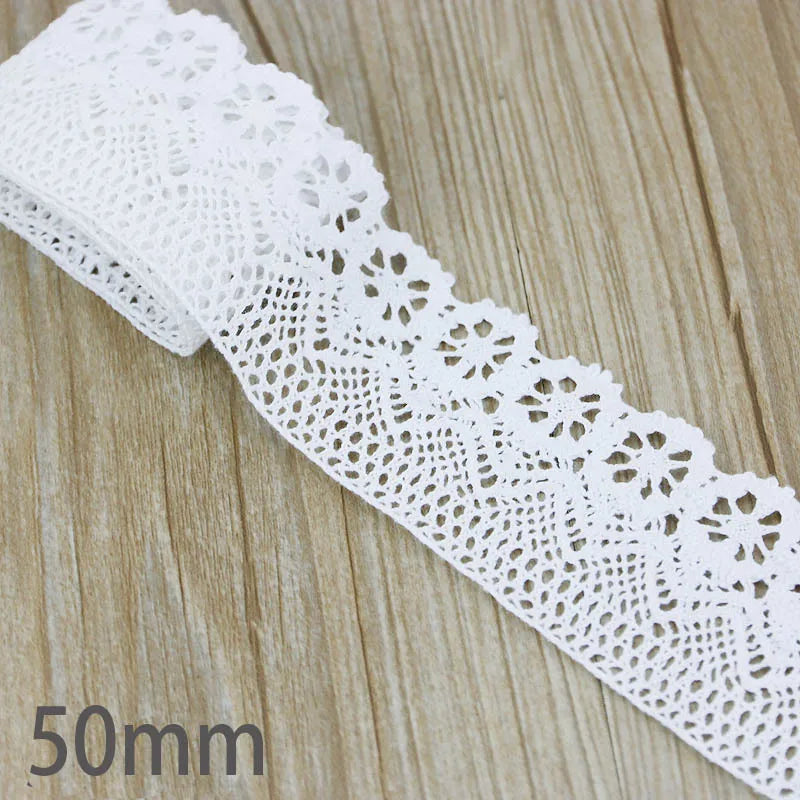 New White Beige Cotton Embroidered Lace