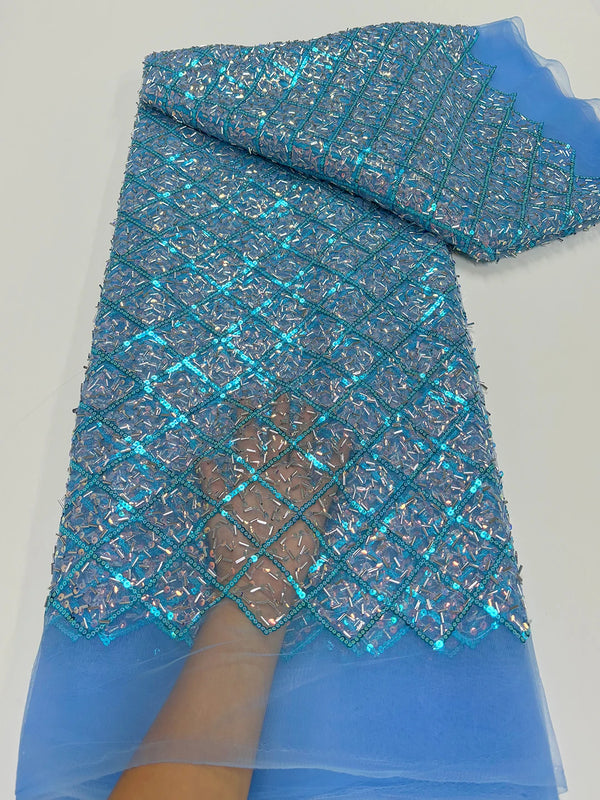 New Fashion Nigerian Mesh Sequins Lace Fabric