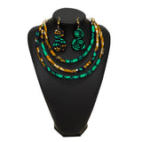 New African Rope Necklace Print Wax Ankara Fabric Set