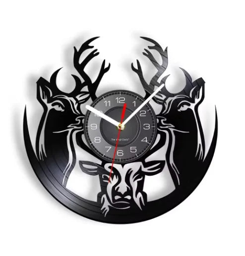 New Forest Deer Vinyl Record Wall Clock Remote Control Art