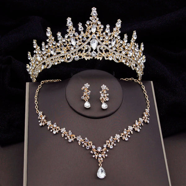 New Luxury Silver Color Crystal Water Bridal Jewelry Sets