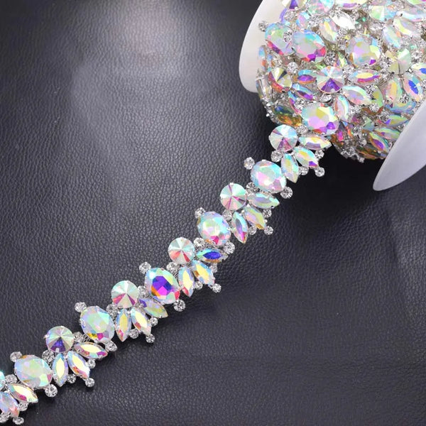 New Luxury Shiny Glass Strass Bridal Dress Belt