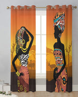 Ethnic Style African Women Sheer Curtains