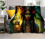 Cartoon Africa Ethiopian Custom Painting Art Soft Flannel Blanket