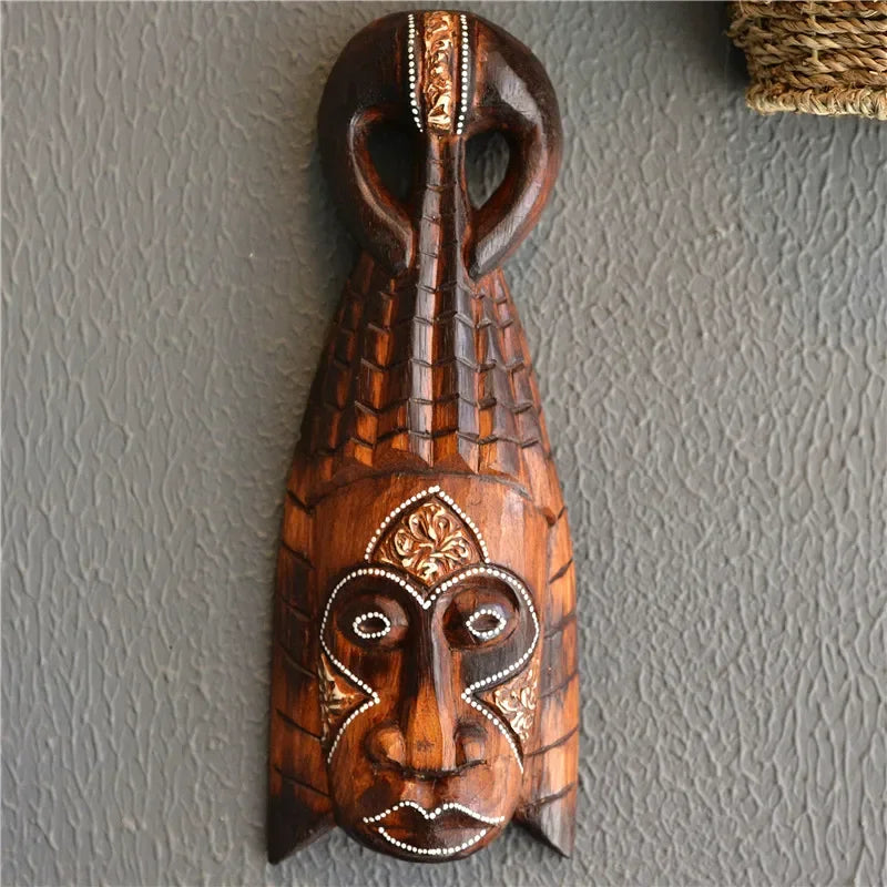 Thai solid wood carving African mask decoration