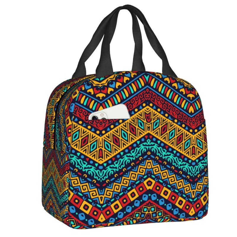 Ankara Dutch Wax Print Thermal Insulated Lunch Bags