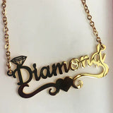 New Custom Heart Ribbon Name Necklaces