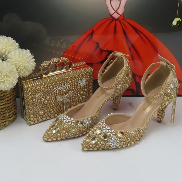 New Pointed Toe Bridal wedding shoes and Bag